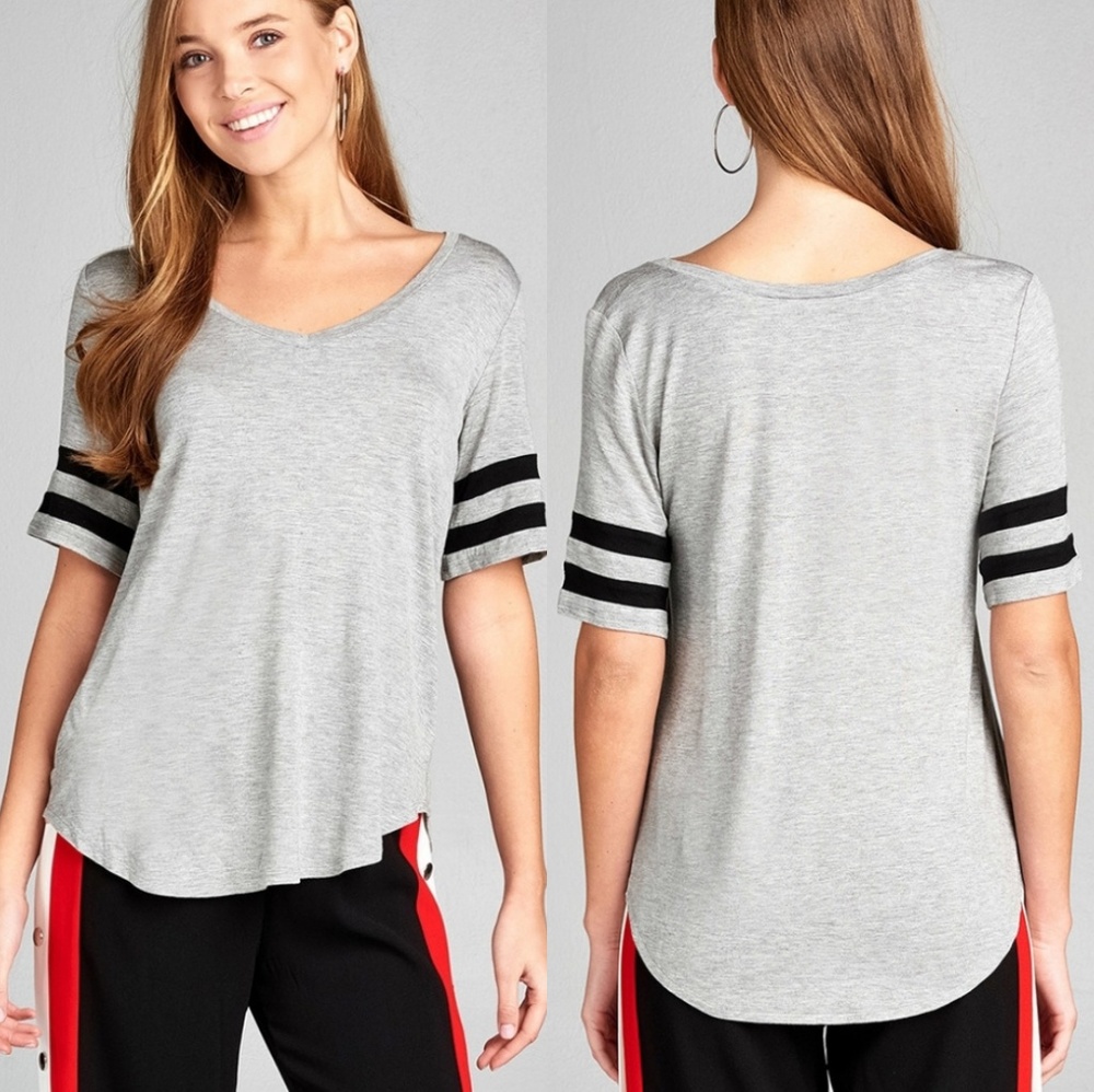 🏈Heather Gray Sexy Vneck Football Tee